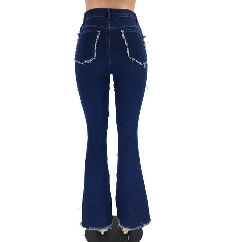 Women's Patchwork Pants Hight Waist Straight Denim Jeans