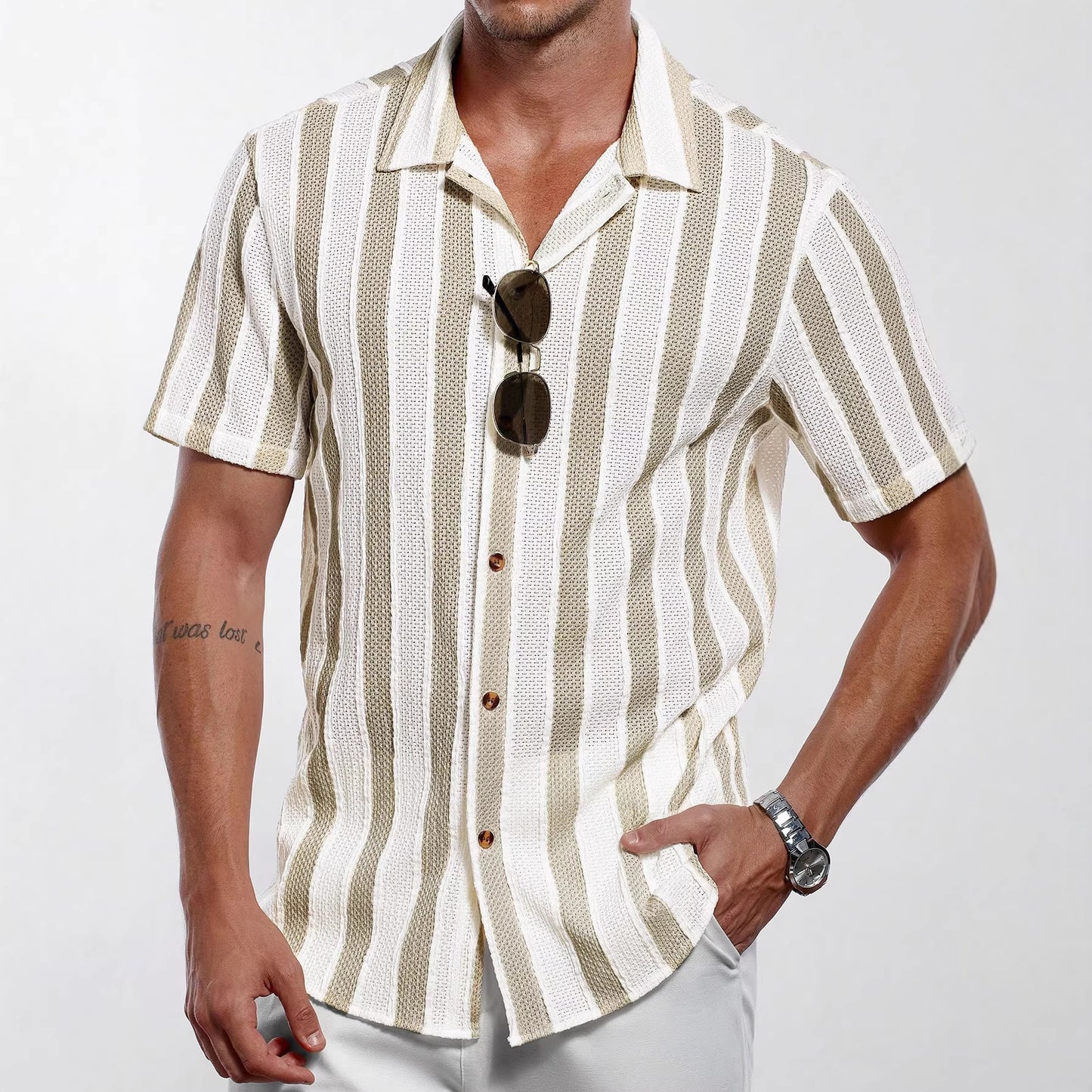 European And American Men's V-Neck Shirt