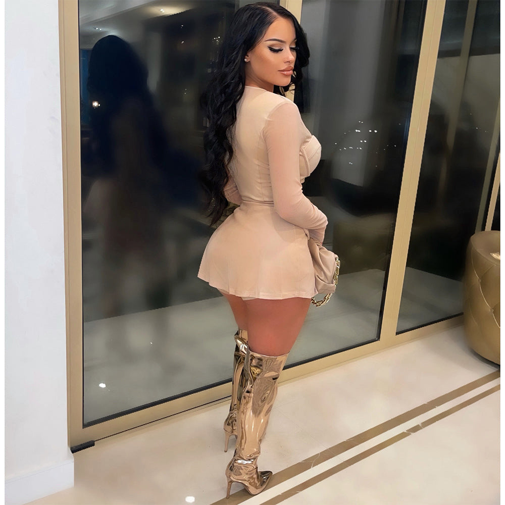 Two Piece Set Mesh Shirt Coat