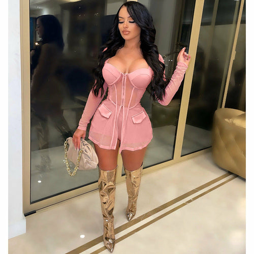 Two Piece Set Mesh Shirt Coat