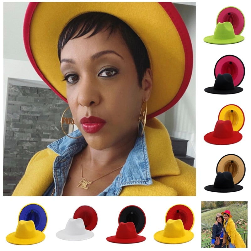 Fedora Hat Jazz Hats Cowboy Hat For Women And Men Double sided Color