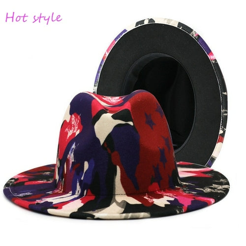 Fedora Hat Jazz Hats Cowboy Hat For Women And Men Double sided Color