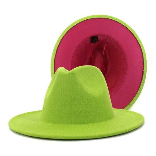 Fedora Hat Jazz Hats Cowboy Hat For Women And Men Double sided Color