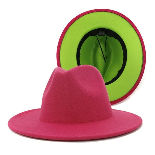 Fedora Hat Jazz Hats Cowboy Hat For Women And Men Double sided Color