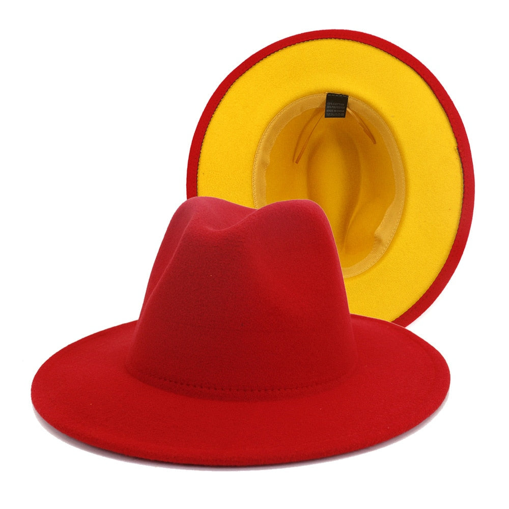 Fedora Hat Jazz Hats Cowboy Hat For Women And Men Double sided Color