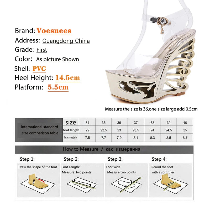 Voesnees Summer Female Shoes Retro Novelty Sandals High Heels 14cm