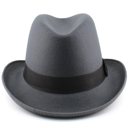 Men Women Wool Blend Classical Homburg Hats Feather Band Fedora Caps