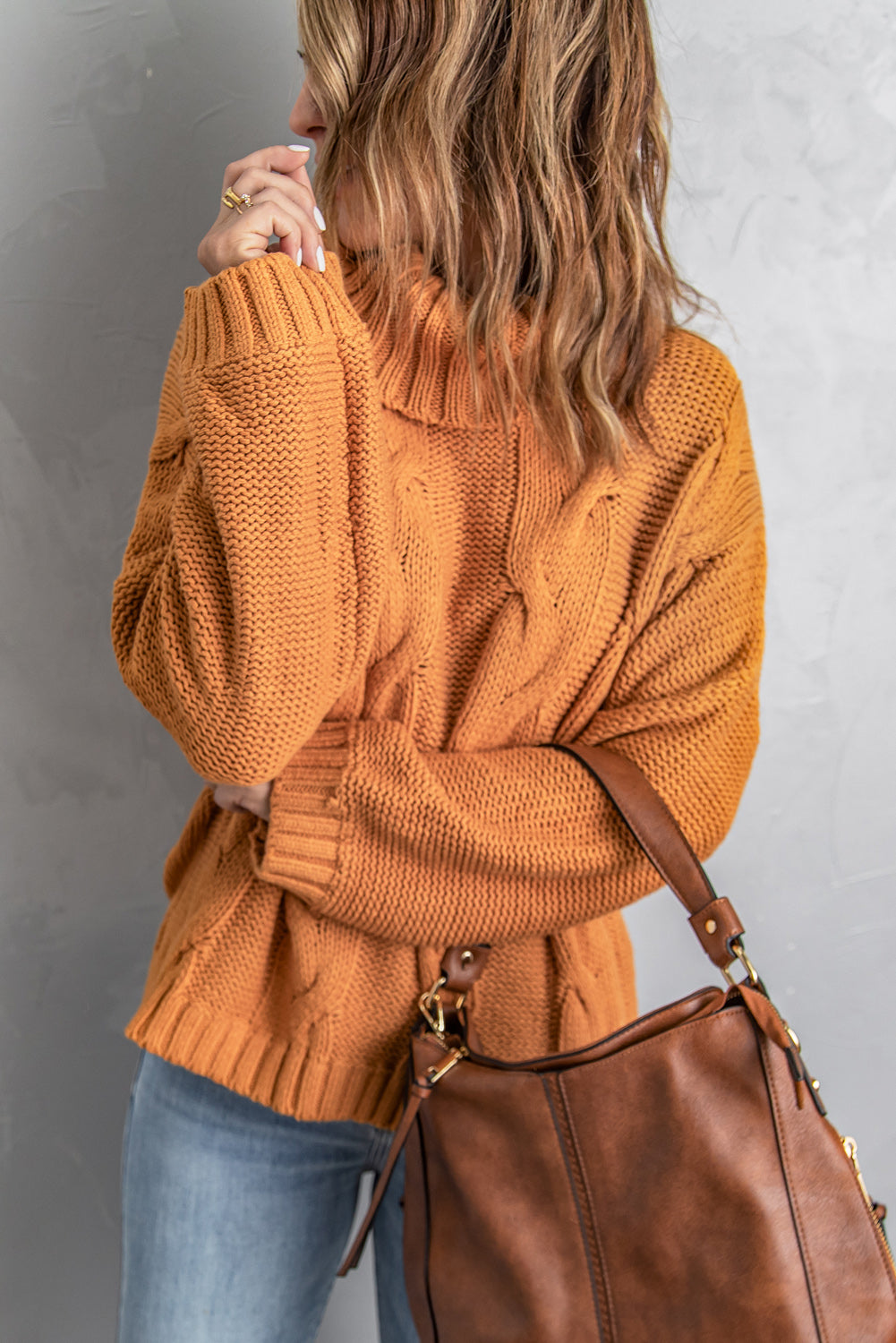 Handmade Cable Knit Turtleneck Sweater