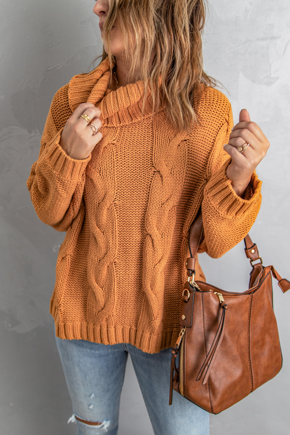 Handmade Cable Knit Turtleneck Sweater