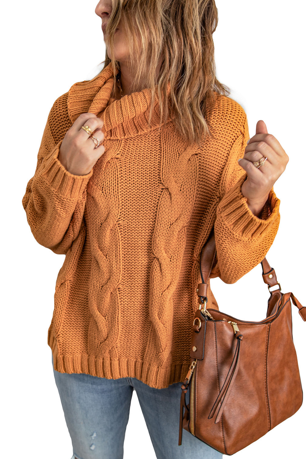 Handmade Cable Knit Turtleneck Sweater