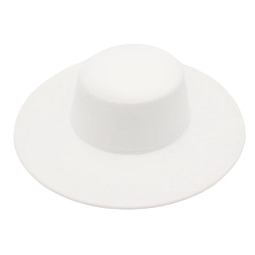 10cm Big Wide Brim French Fedora Hat Solid Classic Wool Jazz Flat Brim