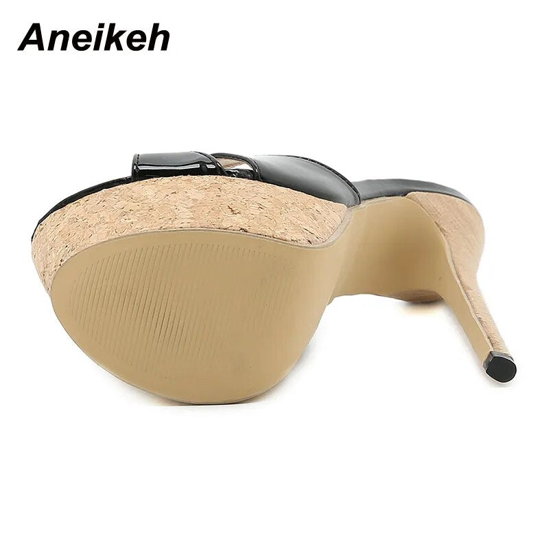 Aneikeh Summer Extreme Mules High Heels Women's Platform Sandals