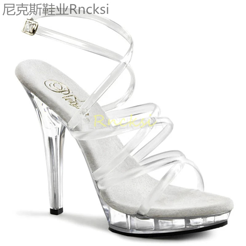 13cm High-heeled sandals women's new summer transparent fashion shoes