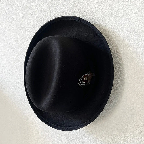 New British Style Wool Felt Fedora Hats for Men Roll Up Brim Homburg