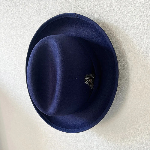 New British Style Wool Felt Fedora Hats for Men Roll Up Brim Homburg