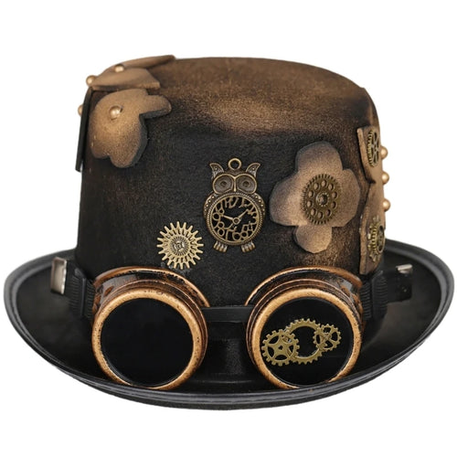 Steampunk Men Hat With Goggles Gay Top Hat Jazz Hat Gothic Steampunk
