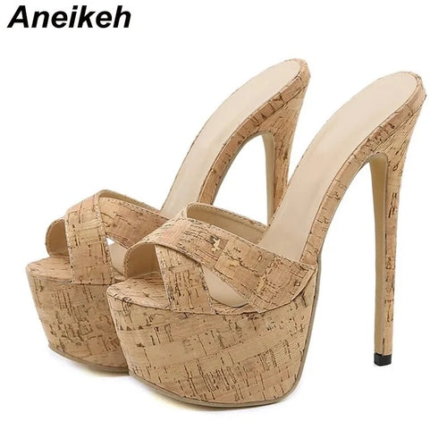Aneikeh Summer Extreme Mules High Heels Women's Platform Sandals