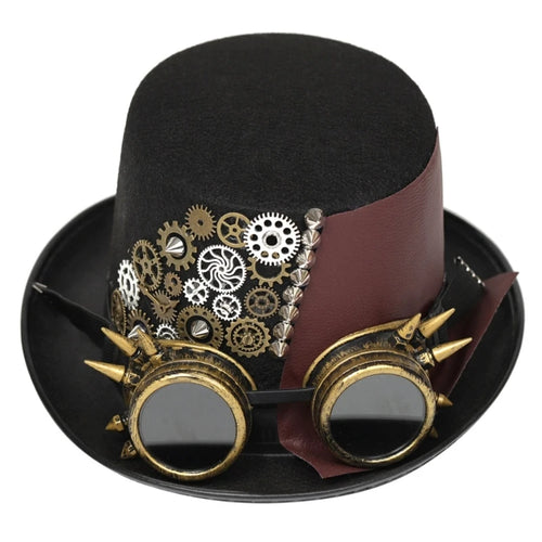 Steampunk Men Hat With Goggles Gay Top Hat Jazz Hat Gothic Steampunk