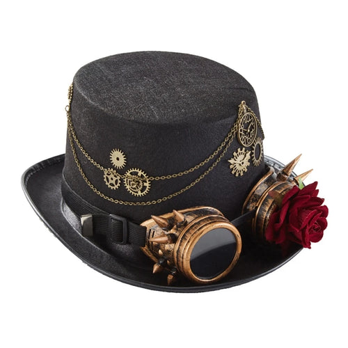Steampunk Men Hat With Goggles Gay Top Hat Jazz Hat Gothic Steampunk