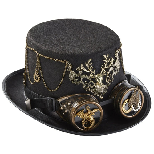 Steampunk Men Hat With Goggles Gay Top Hat Jazz Hat Gothic Steampunk