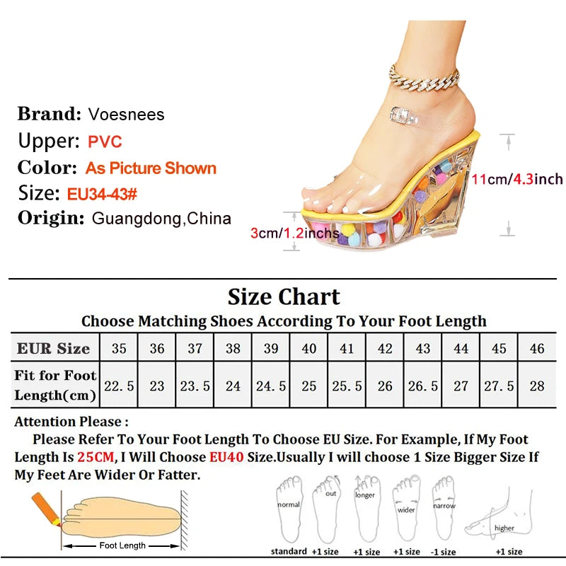Designer New Fashion Party Women Sandals Sexy Transparent 11CM Wedges