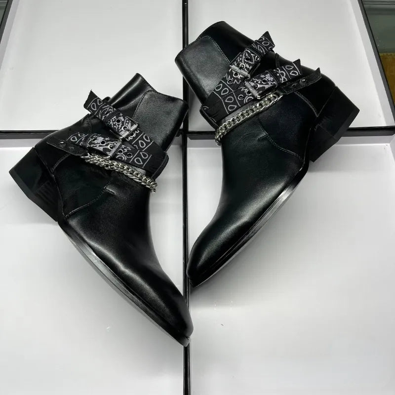 New Design Men Chelsea Boots Genuine Leather High-end Tooling Shoes