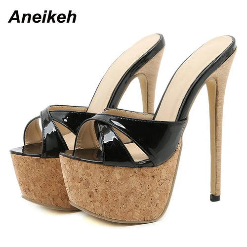 Aneikeh Summer Extreme Mules High Heels Women's Platform Sandals