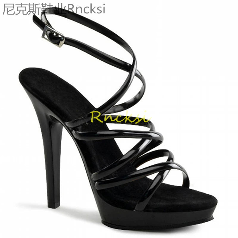 13cm High-heeled sandals women's new summer transparent fashion shoes