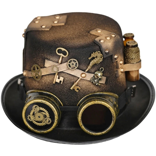 Steampunk Men Hat With Goggles Gay Top Hat Jazz Hat Gothic Steampunk