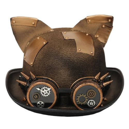 Steampunk Men Hat With Goggles Gay Top Hat Jazz Hat Gothic Steampunk