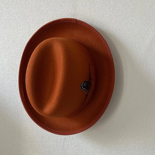 New British Style Wool Felt Fedora Hats for Men Roll Up Brim Homburg