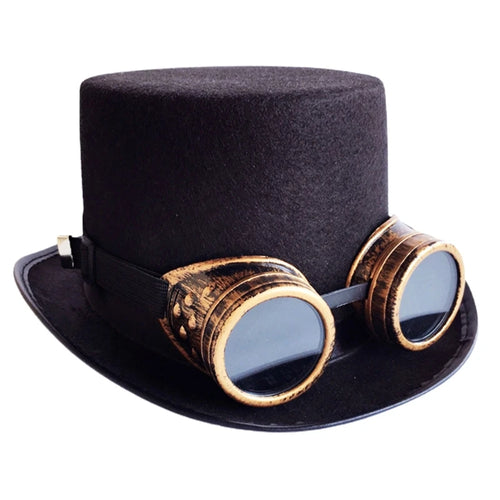 Steampunk Men Hat With Goggles Gay Top Hat Jazz Hat Gothic Steampunk
