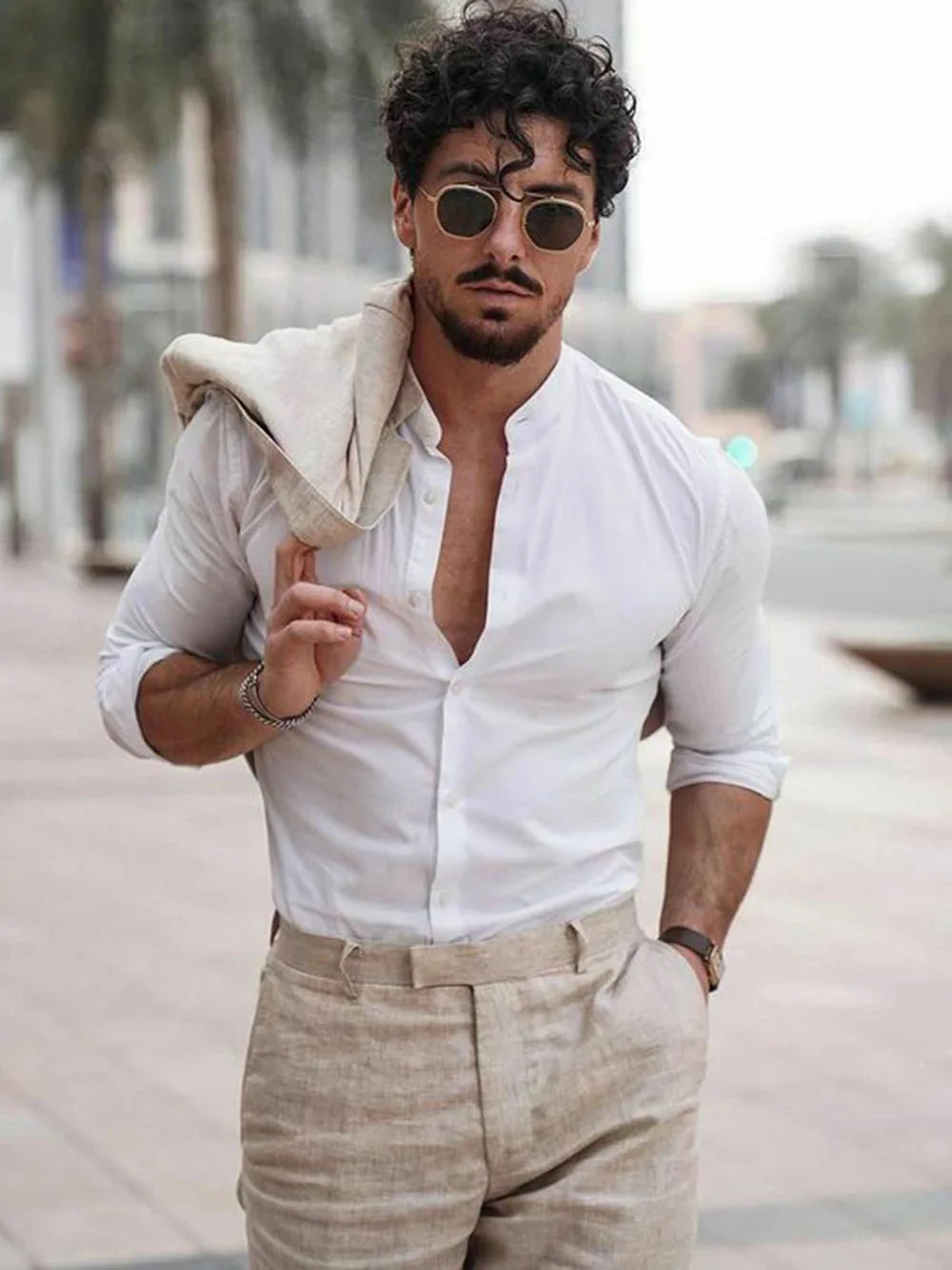 Business Linen Men Suits Tailor Made 2Pcs Jacket With