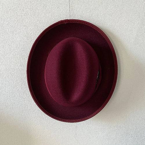 New British Style Wool Felt Fedora Hats for Men Roll Up Brim Homburg