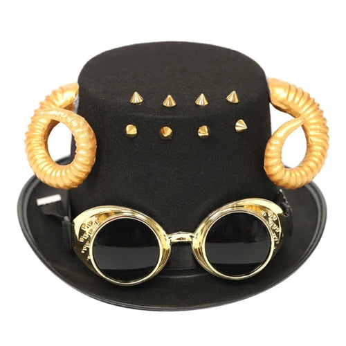 Steampunk Men Hat With Goggles Gay Top Hat Jazz Hat Gothic Steampunk
