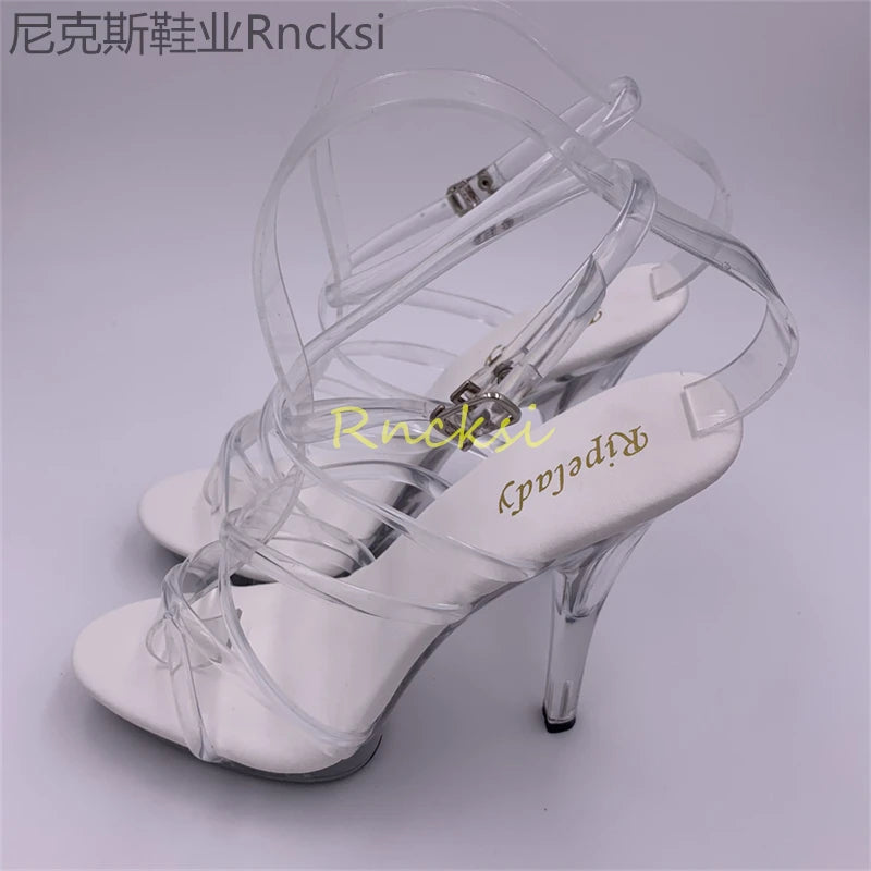 13cm High-heeled sandals women's new summer transparent fashion shoes