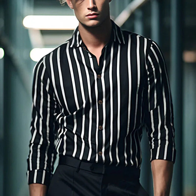 Casual Shirts Men Leopard Print Vintage Button-up Lapel Shirt