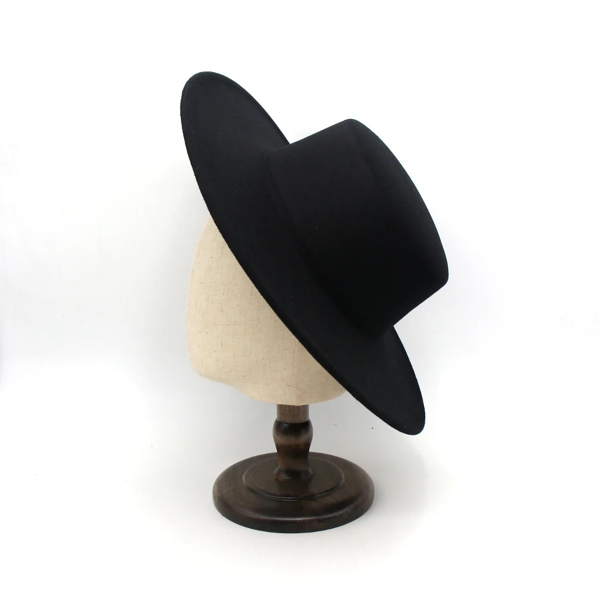 10cm Big Wide Brim French Fedora Hat Solid Classic Wool Jazz Flat Brim
