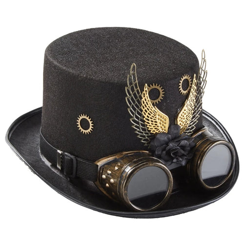 Steampunk Men Hat With Goggles Gay Top Hat Jazz Hat Gothic Steampunk