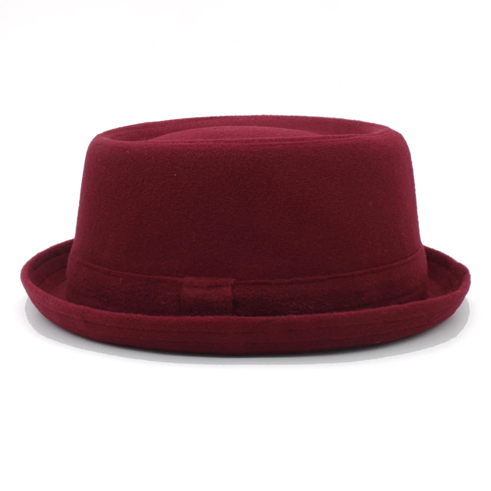 Men Women Woolen Wool Blend Pork Pie Hats Fedora Trilby Sunhat Street