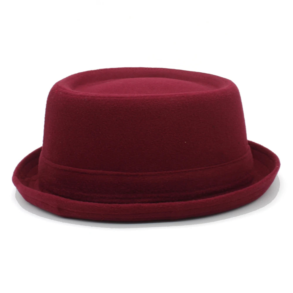 Men Women Woolen Wool Blend Pork Pie Hats Fedora Trilby Sunhat Street