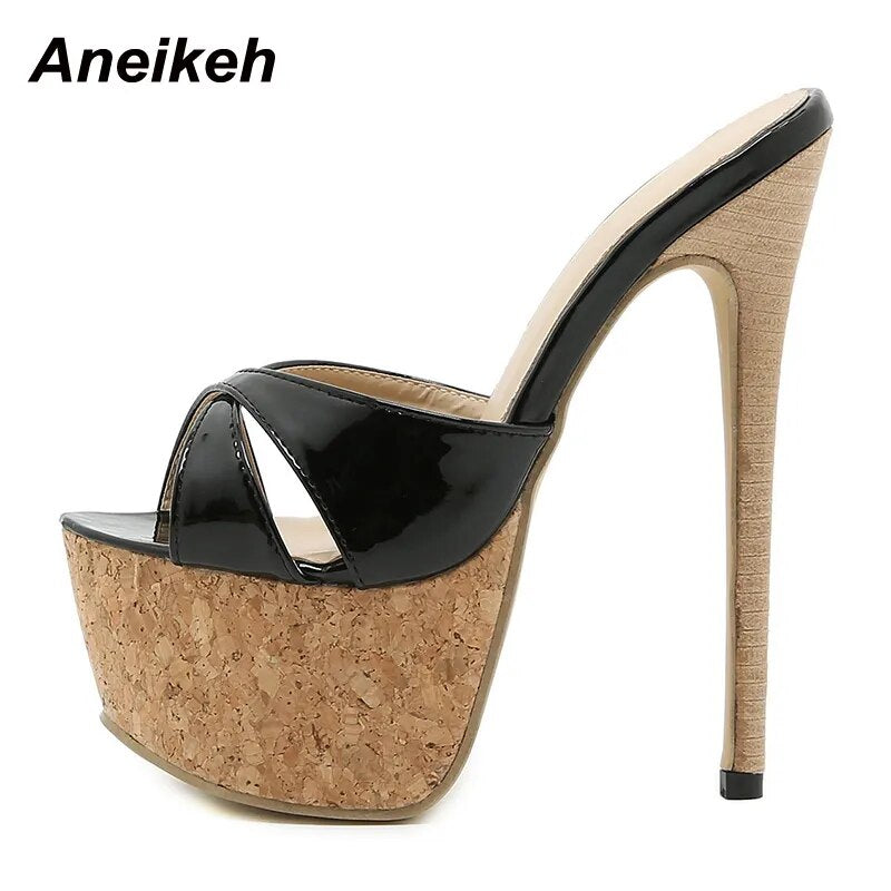 Aneikeh Summer Extreme Mules High Heels Women's Platform Sandals