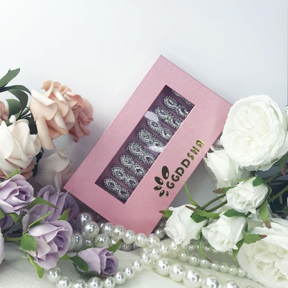 GGddsha Queen Of Haute Style Full Diamond Long NailsPMMA Acrylic Handmade Full Deluxe 3D Crystal Fake Nailsw Box, Gift For Women,Luxe Divinity