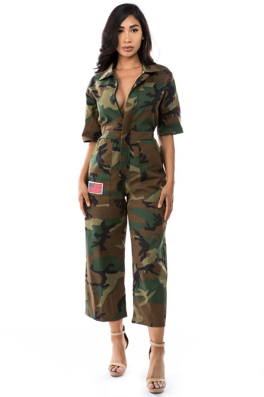 WOMEN'S FASHION CAMOFLAGE JUMPSUIT