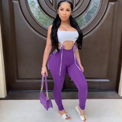 NEW Hollow Out Patchwork Jumpsuit Romper Trousers