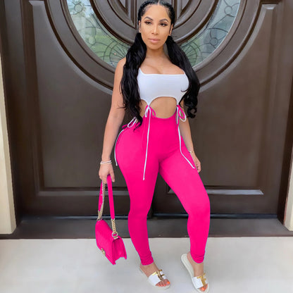 NEW Hollow Out Patchwork Jumpsuit Romper Trousers