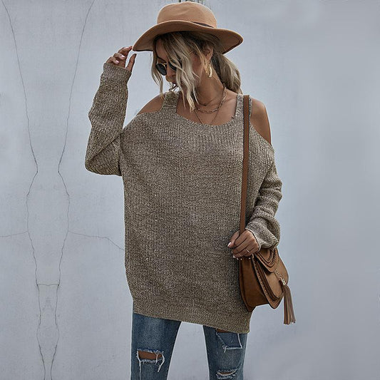 Suéteres de mujer Tops casuales con hombros descubiertos