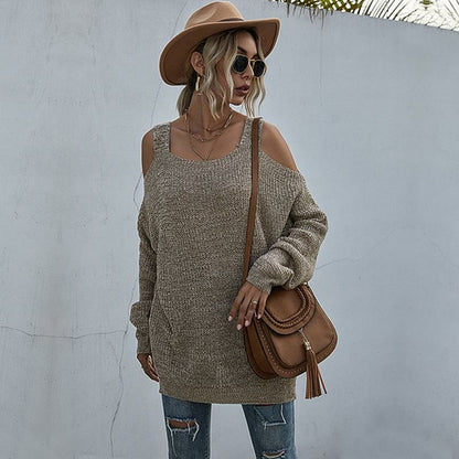 Suéteres de mujer Tops casuales con hombros descubiertos