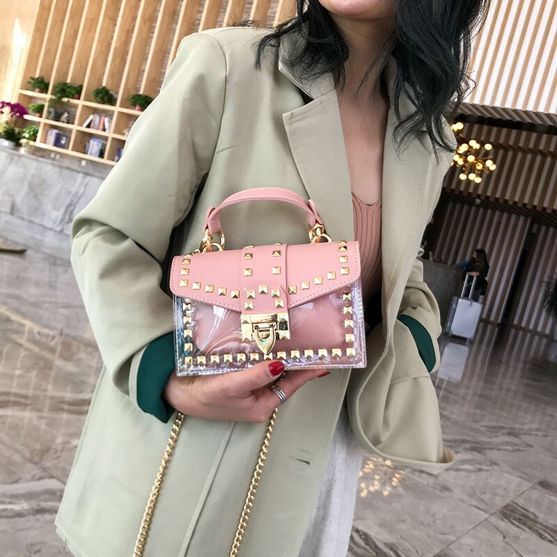 New Chain Rivet Women Handbag Small White | Women's Shoulder Bags