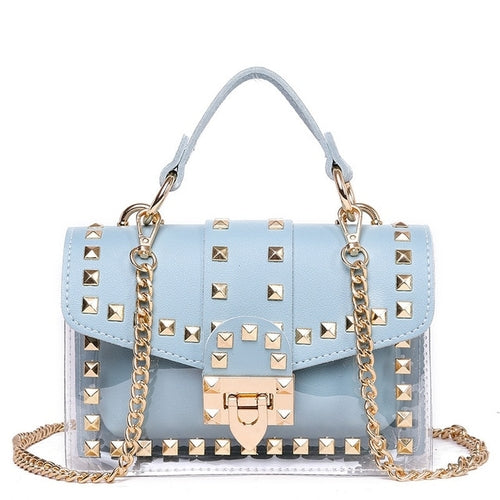 New Chain Rivet Women Handbag Small White | Women's Shoulder Bags